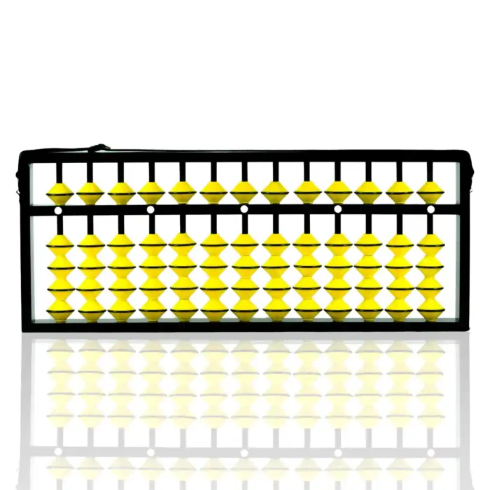 13 RODS TEACHER ABACUS (104) - WOODEN FRAME WITH YELLOW BEADS